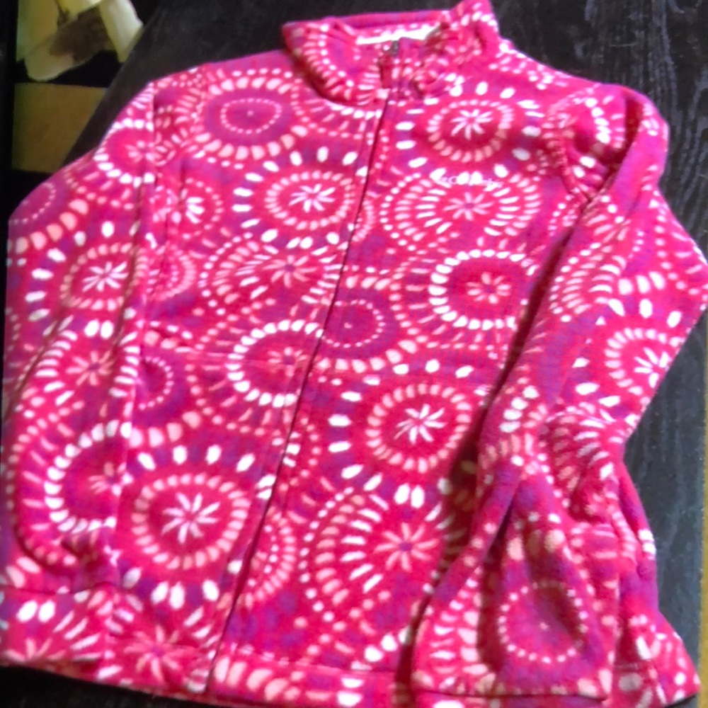 MOVING SALE NO HAGGLING LITTLE GIRL COLUMBIA LARGE PINK & WHITE ZIP FRONT JACKET